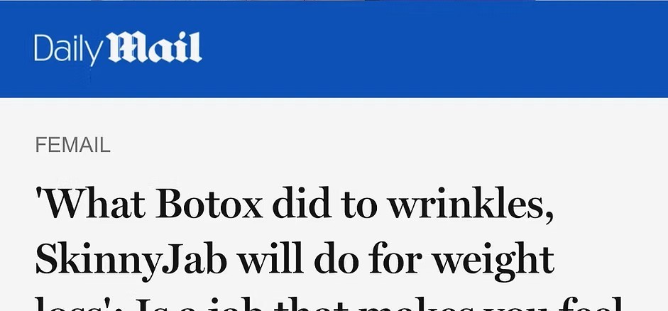 Daily Mail feature about SkinnyJab